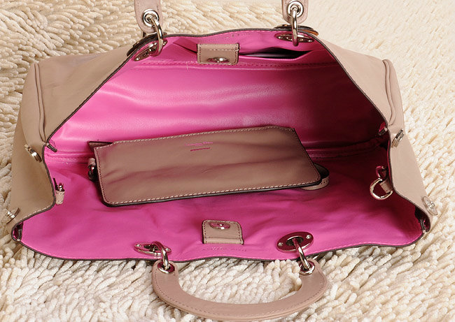 Christian Dior diorissimo nappa leather bag 0901 khaki with silver hardware - Click Image to Close